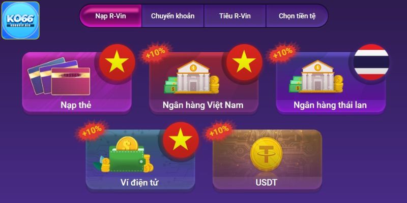 Nạp tiền KO66 bằng ngân hàng điện tử